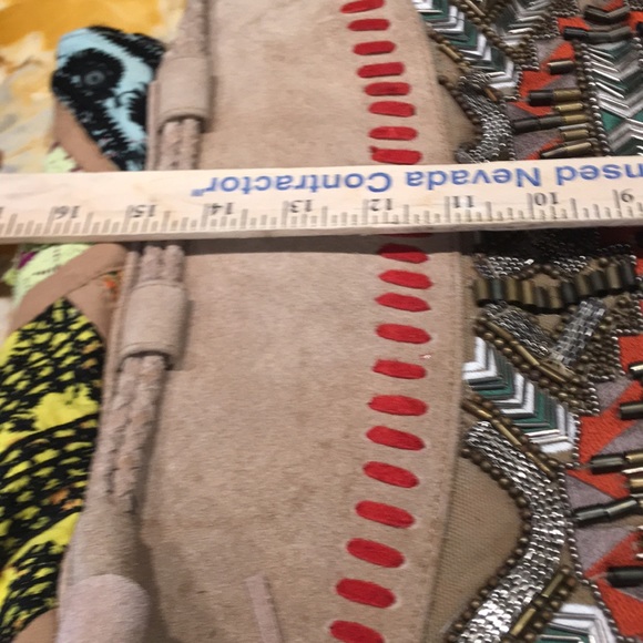 IbBan leather boho beaded shoulder tote. - Picture 3 of 9